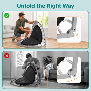 40" Foldable Mini Trampoline, Low-Impact Workout, Adjustable Handrail