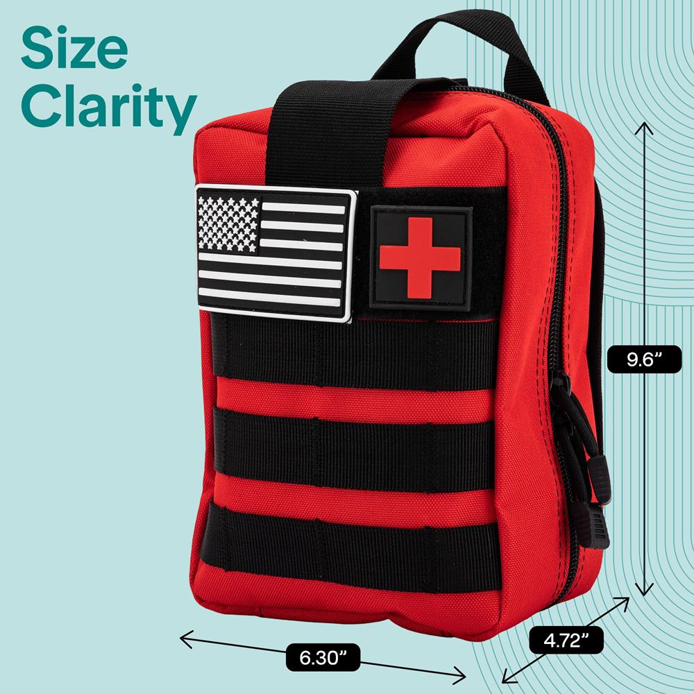 Serenelife Emergency First Aid And Survival Kit - Advanced Medical Supplies, Trauma Care Essentials, Outdoor Survival Gear, And Essential Tools For Home, Vehicle, Travel, Camping, And Disaster Preparedness (Red)