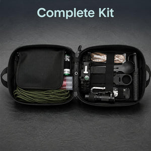 Serenelife Survival Toolkit - All-Purpose Outdoor Emergency Tools And Gear Set With Basic First Aid And Tactical Equipment (Black)