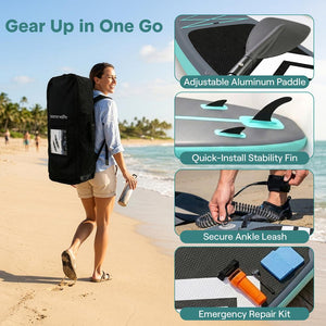 Inflatable Paddleboard, Stable Design, Non-Slip Deck, Blue