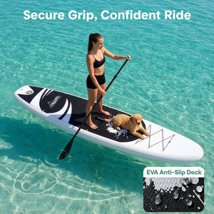 Inflatable Paddle Board - Stable Non-Slip Deck, 10'10", Easy Storage