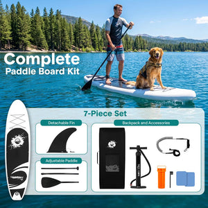 Inflatable Paddle Board - Stable Non-Slip Deck, 10'10", Easy Storage