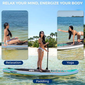 Inflatable Paddle Board, Stable Design, Non-Slip EVA Deck Pad, Teal