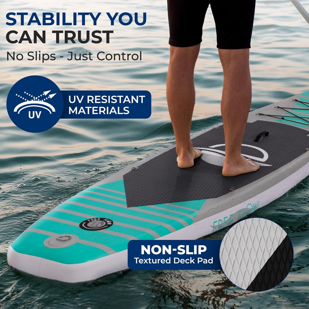 Inflatable Paddle Board, Stable Design, Non-Slip EVA Deck Pad, Teal