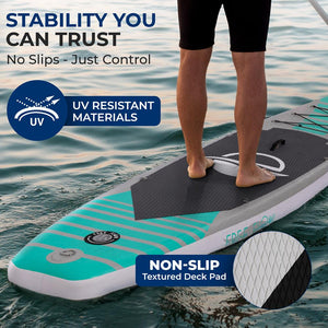 Inflatable Paddle Board, Stable Design, Non-Slip EVA Deck Pad, Teal