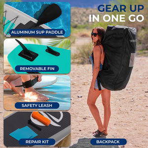 Inflatable Paddle Board, Stable Design, Non-Slip EVA Deck Pad, Teal