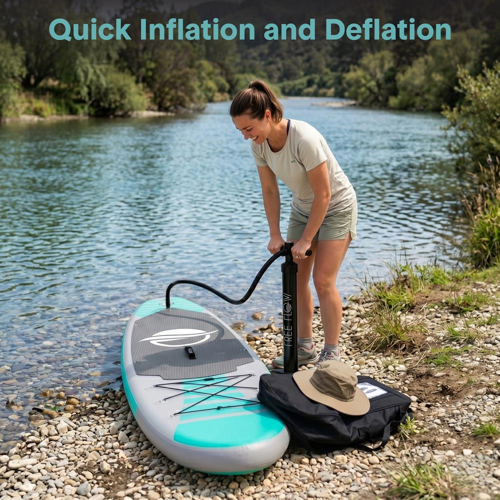 Inflatable Paddle Board, Stable Design, Non-Slip EVA Deck Pad, Teal