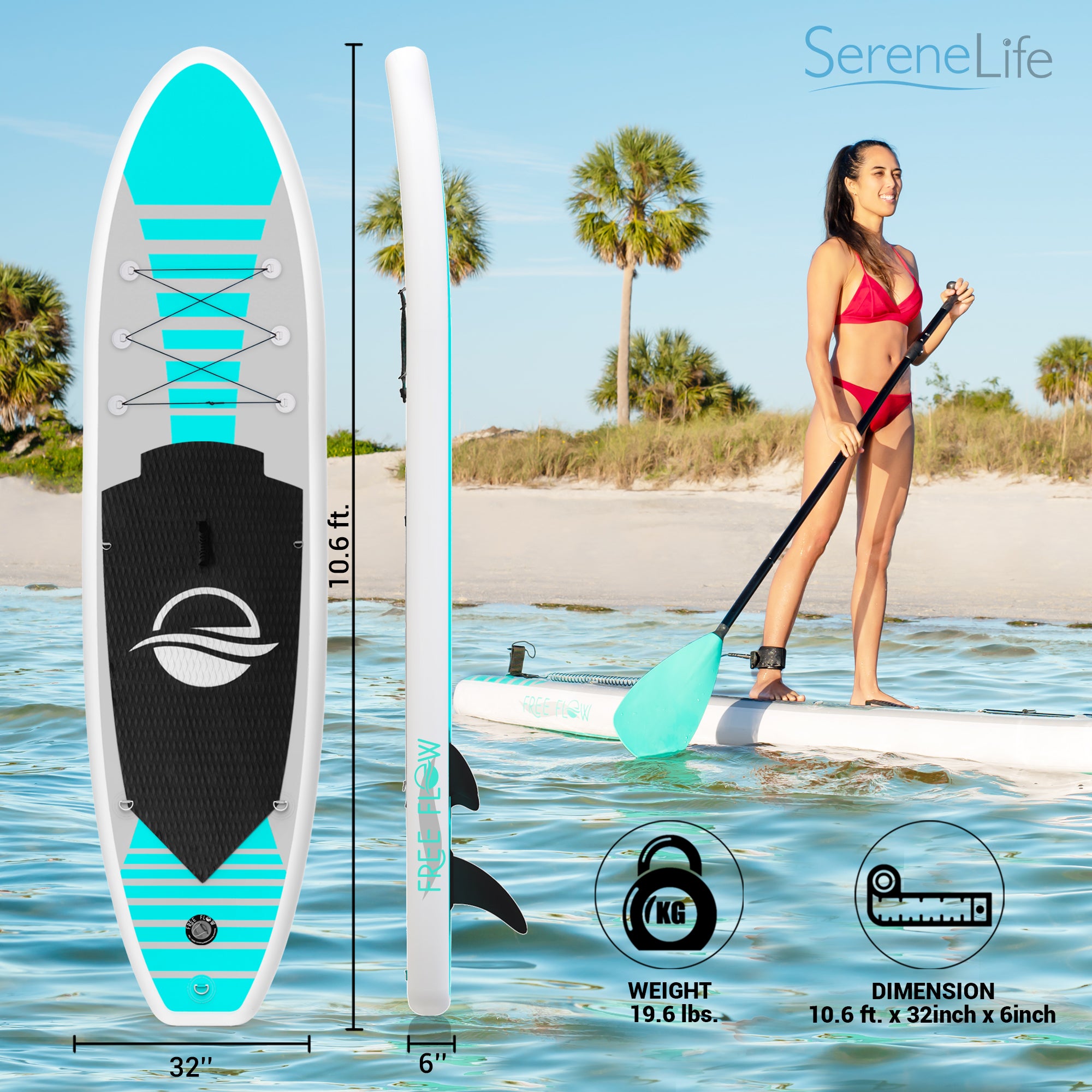 SereneLife Inflatable Stand Up Paddle outlet Board