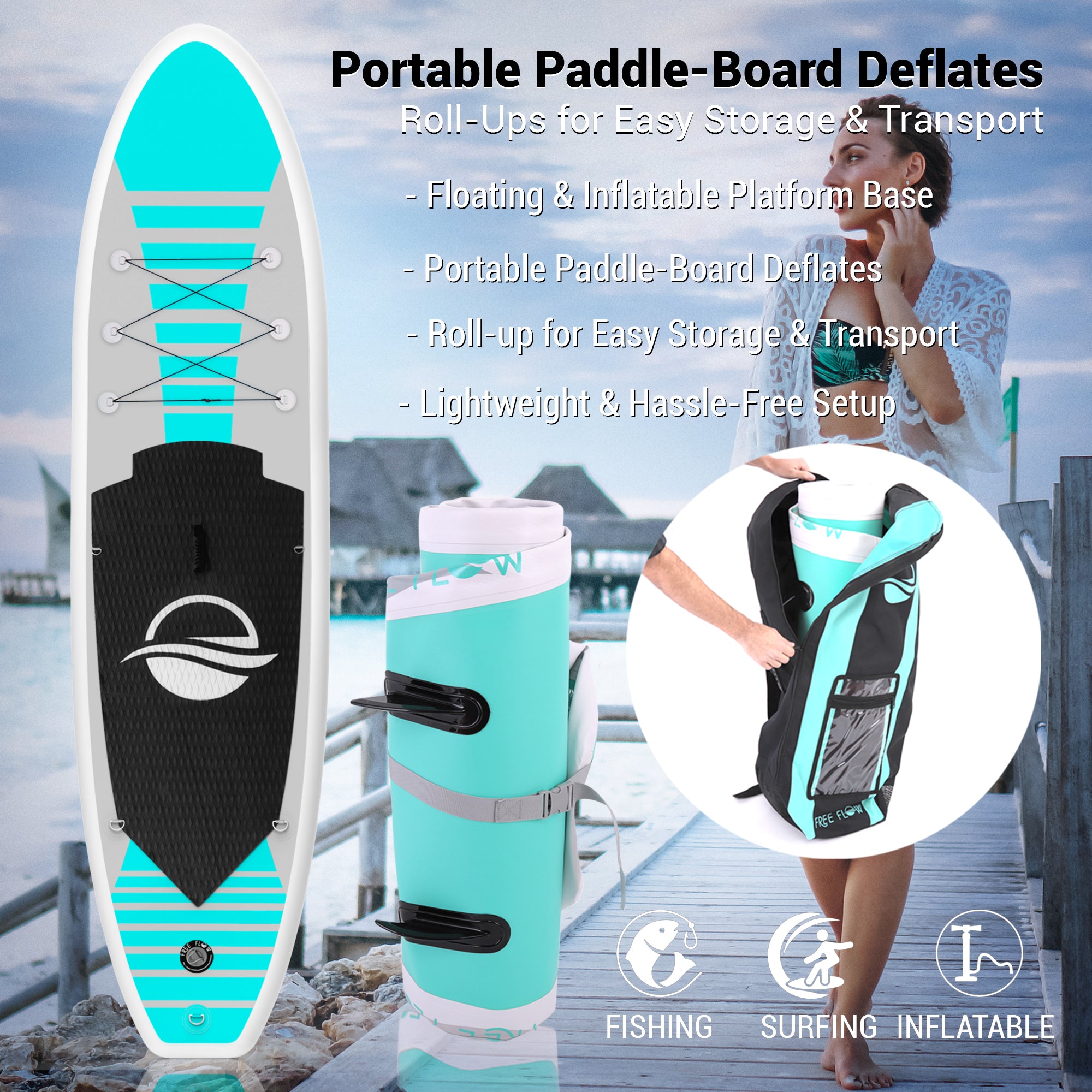 SereneLife Inflatable Stand store Up Paddle Board