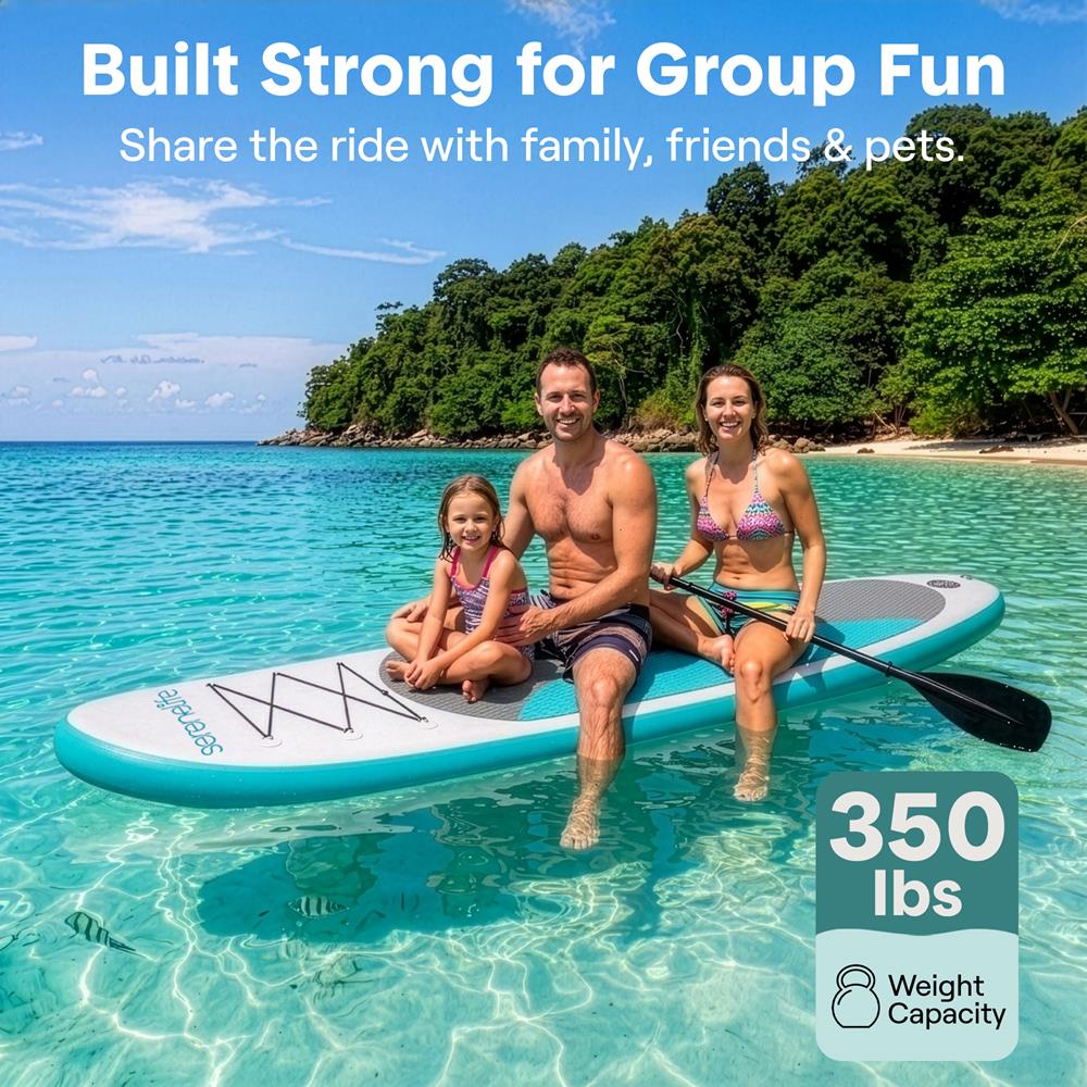 Inflatable Paddle Board, Stable Design, Non-Slip EVA Deck Pad, Blue