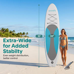 Inflatable Paddle Board, Stable Design, Non-Slip EVA Deck Pad, Blue