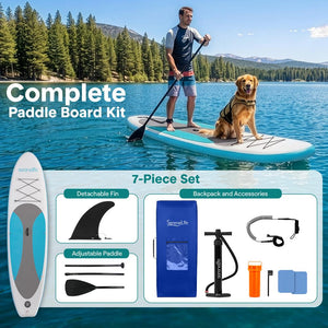 Inflatable Paddle Board, Stable Design, Non-Slip EVA Deck Pad, Blue