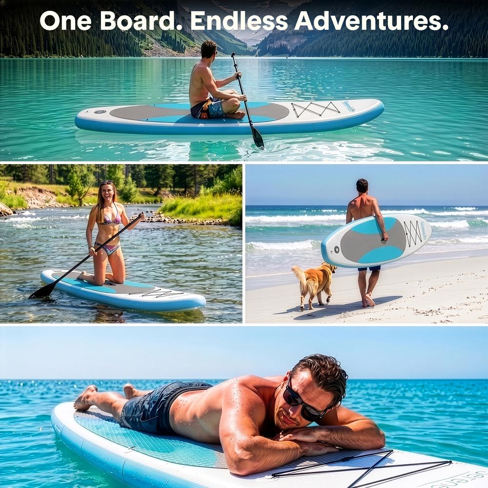 Inflatable Paddle Board, Stable Design, Non-Slip EVA Deck Pad, Blue