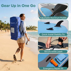 Inflatable Paddle Board, Stable Design, Non-Slip EVA Deck Pad, Blue