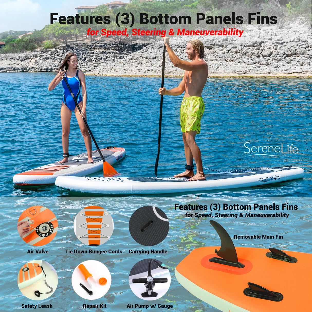 Free-Flow Inflatable Sup - Stand Up Water Paddle-Board