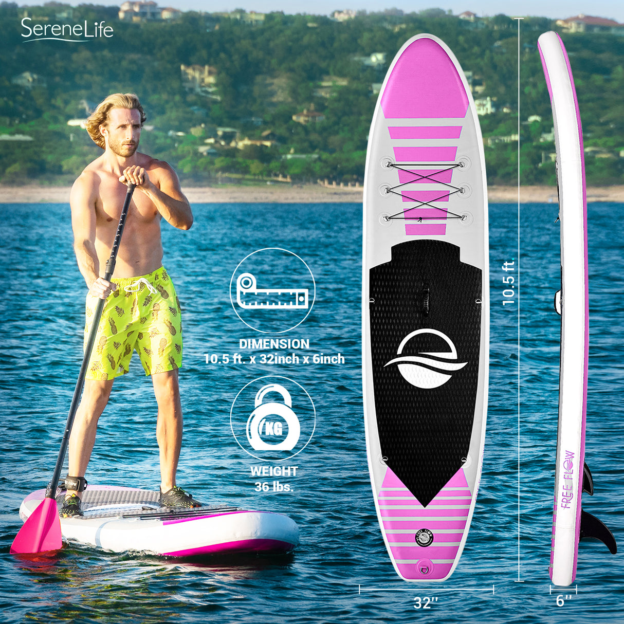 Free-Flow Inflatable Sup - Stand Up Water Paddle-Board