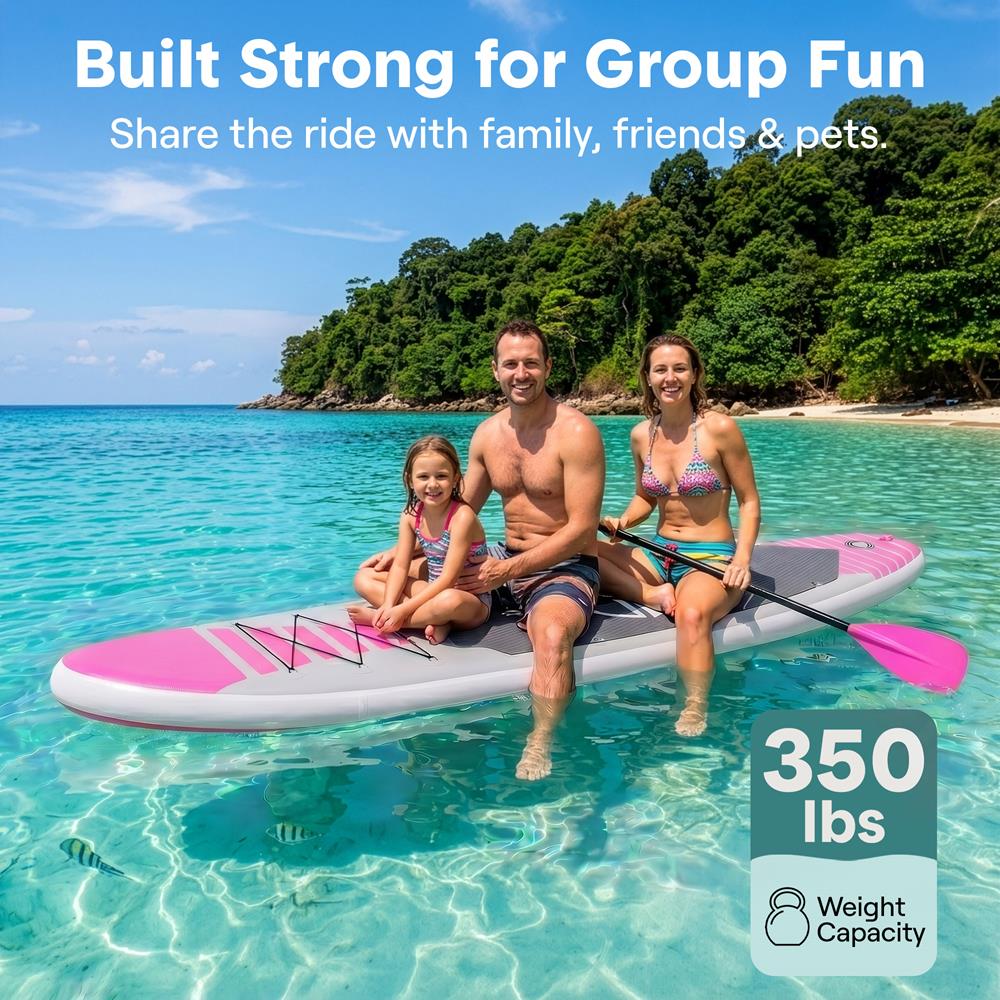 Inflatable Paddle Board - Stable Non-Slip Deck, 10'6", PVC, 350 lbs Capacity
