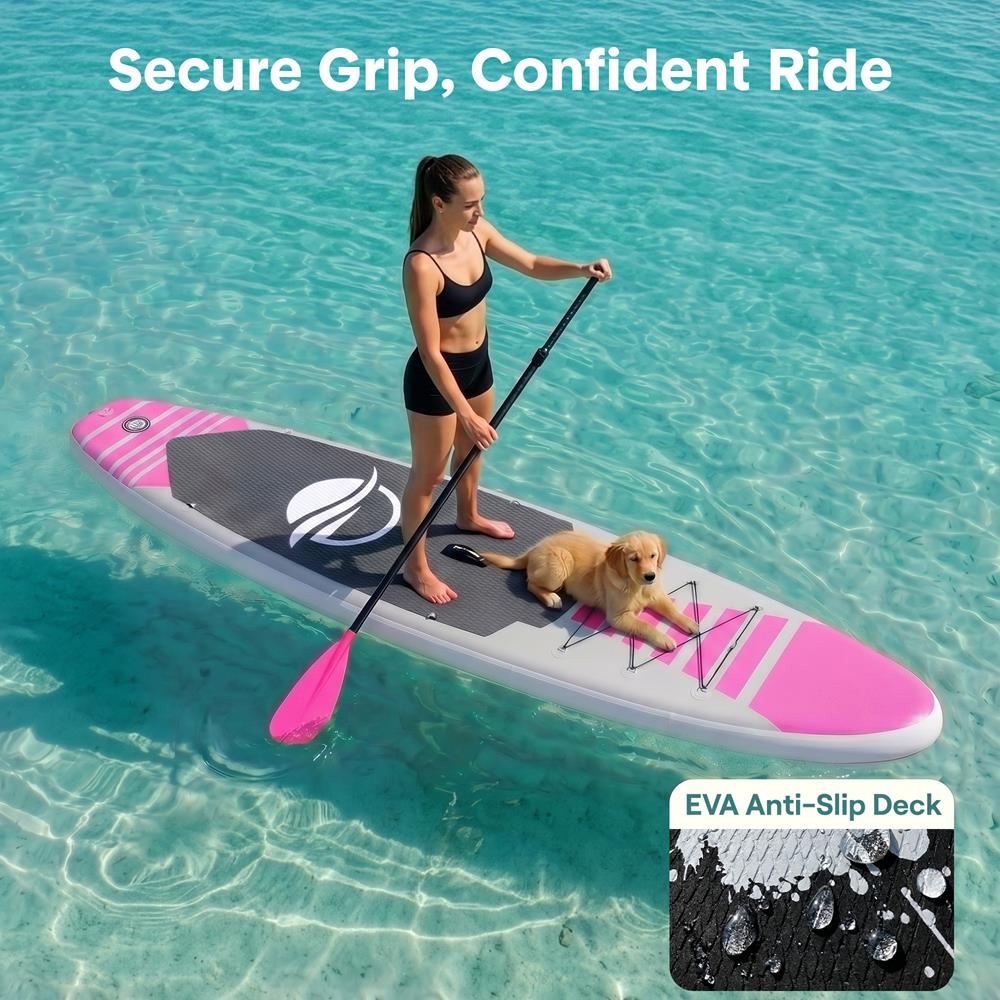 Inflatable Paddle Board - Stable Non-Slip Deck, 10'6", PVC, 350 lbs Capacity