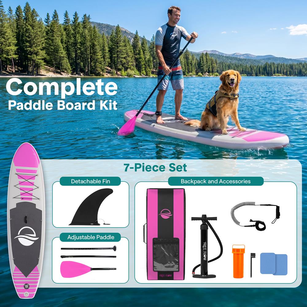 Inflatable Paddle Board - Stable Non-Slip Deck, 10'6", PVC, 350 lbs Capacity