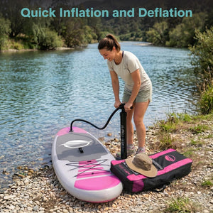 Inflatable Paddle Board - Stable Non-Slip Deck, 10'6", PVC, 350 lbs Capacity