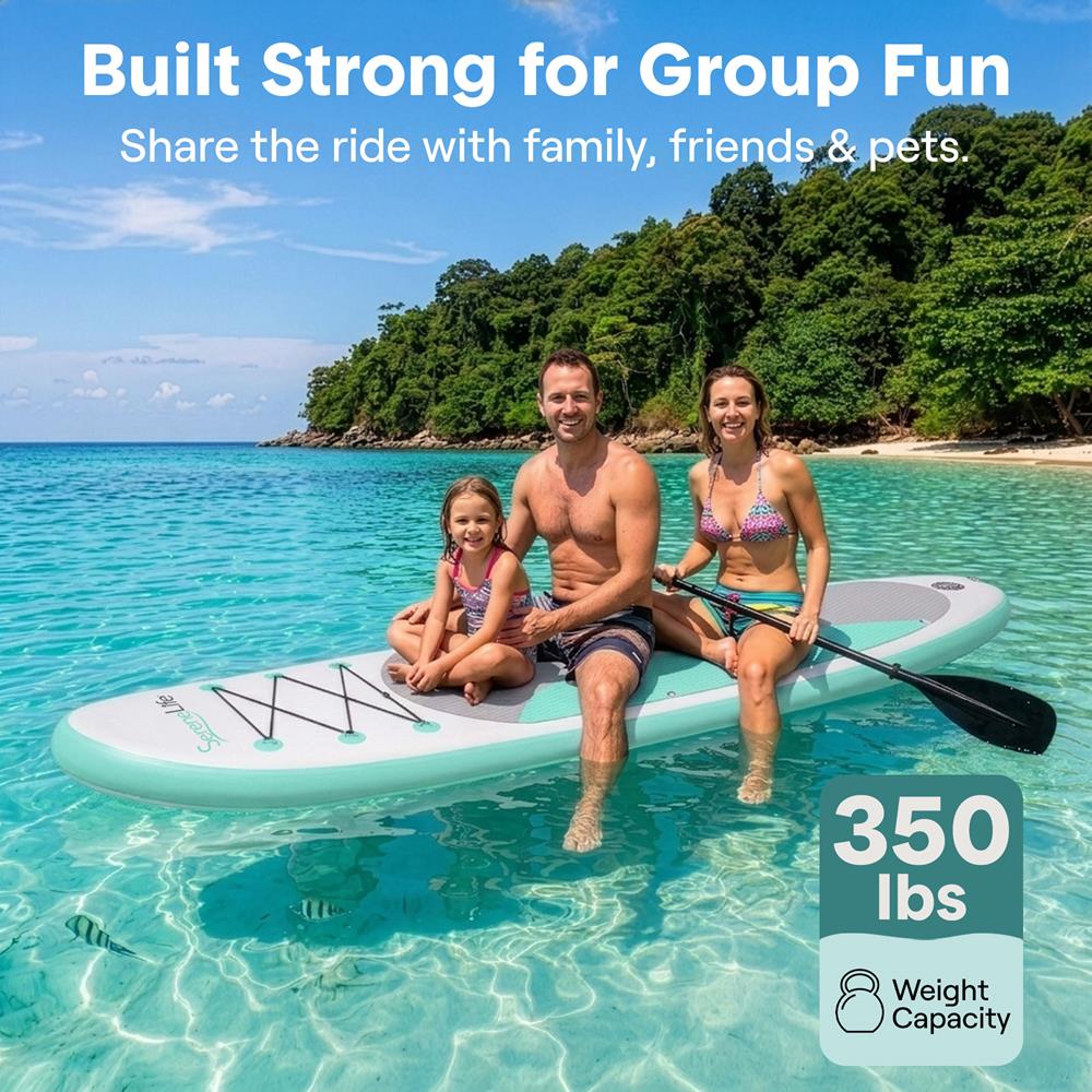Inflatable Paddle Board - Stable Non-Slip Deck, PVC, 10' Teal