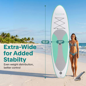 Inflatable Paddle Board - Stable Non-Slip Deck, PVC, 10' Teal
