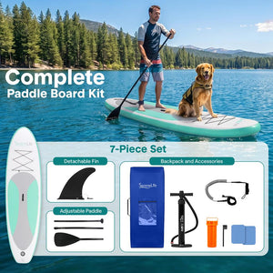 Inflatable Paddle Board - Stable Non-Slip Deck, PVC, 10' Teal