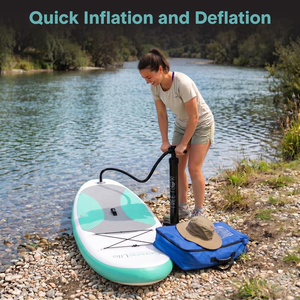 Inflatable Paddle Board - Stable Non-Slip Deck, PVC, 10' Teal