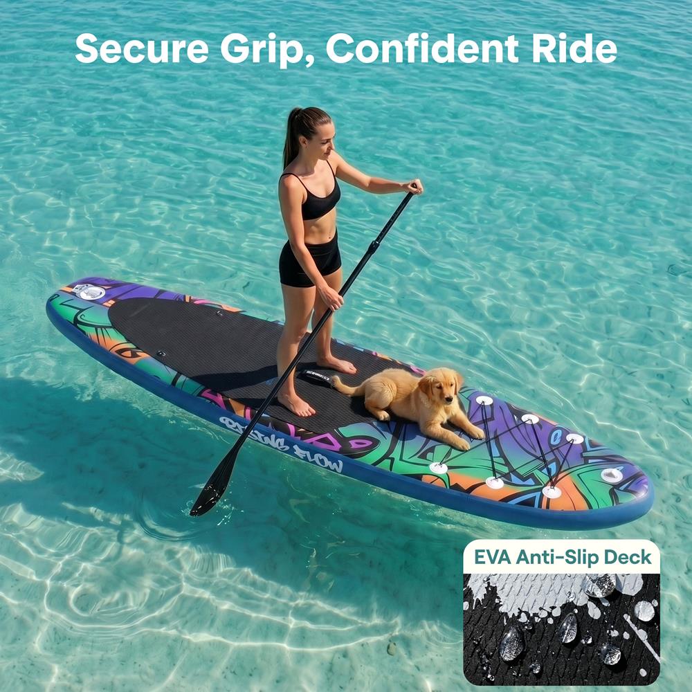 Inflatable Paddle Board - Stable Non-Slip Deck, 10'6