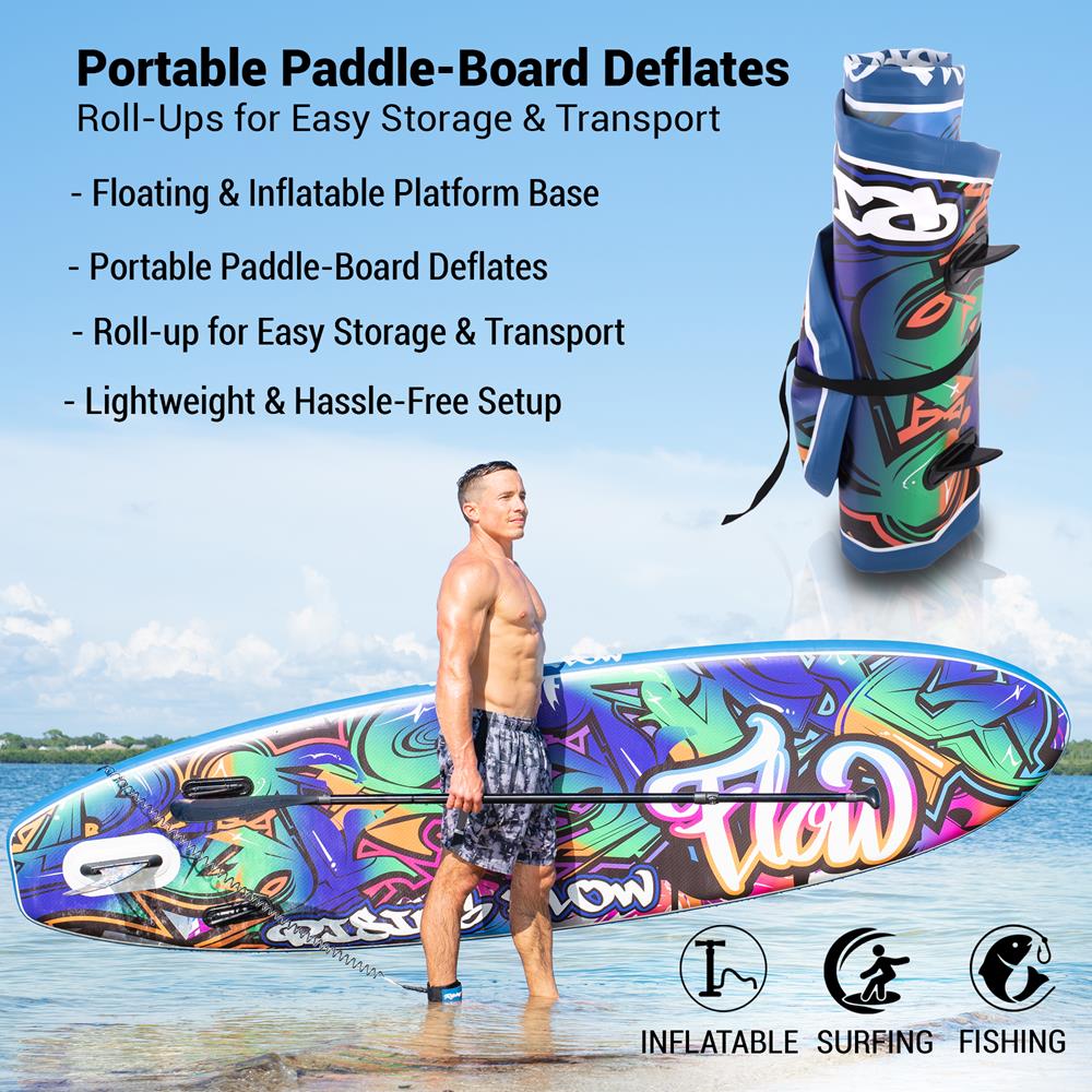 Rising Flow Paddleboard Sup - Stand Up Water Paddle-Board W/ Waterproof Mobile Phone Case (10’6”)