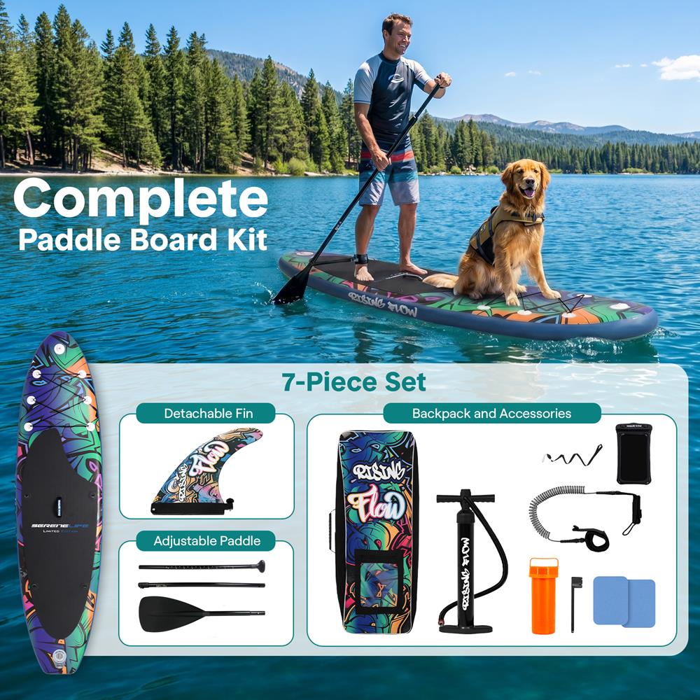 Inflatable Paddle Board - Stable Non-Slip Deck, 10'6