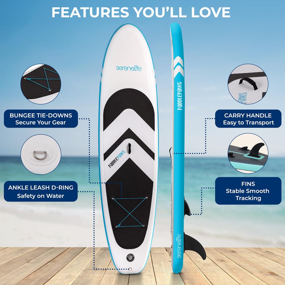 11'6" Inflatable SUP - Pet-Friendly, Stable Non-Slip EVA Deck, 485 lbs Capacity