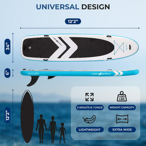 Inflatable Paddle Board 480 lbs Capacity Non-Slip Deck Pad 12'2"