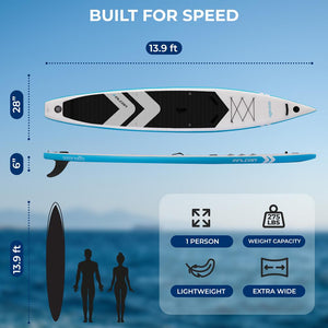 Free-Flow Stand-Up Paddle-Board - Woven Drop-Stitch And Double Layer Side Inflatable Sup With Double-Action Hand Pump, 3-Shaft Aluminum Paddle, Leash, Fin, Repair Kit, And Backpack (Black)