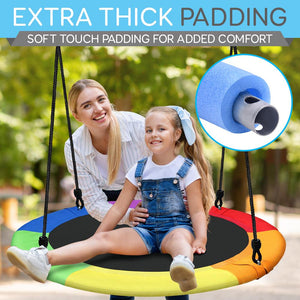 Flying Fun Toy Swing - Indoor/Outdoor Hanging Rope Swinging Seat Spinner (Rainbow)