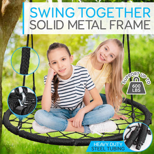 Outdoor Weave Web Swing For Kids - Indoor/Outdoor Swing, Heavy-Duty Circular Fractal Weave Web Tree Swing, Black