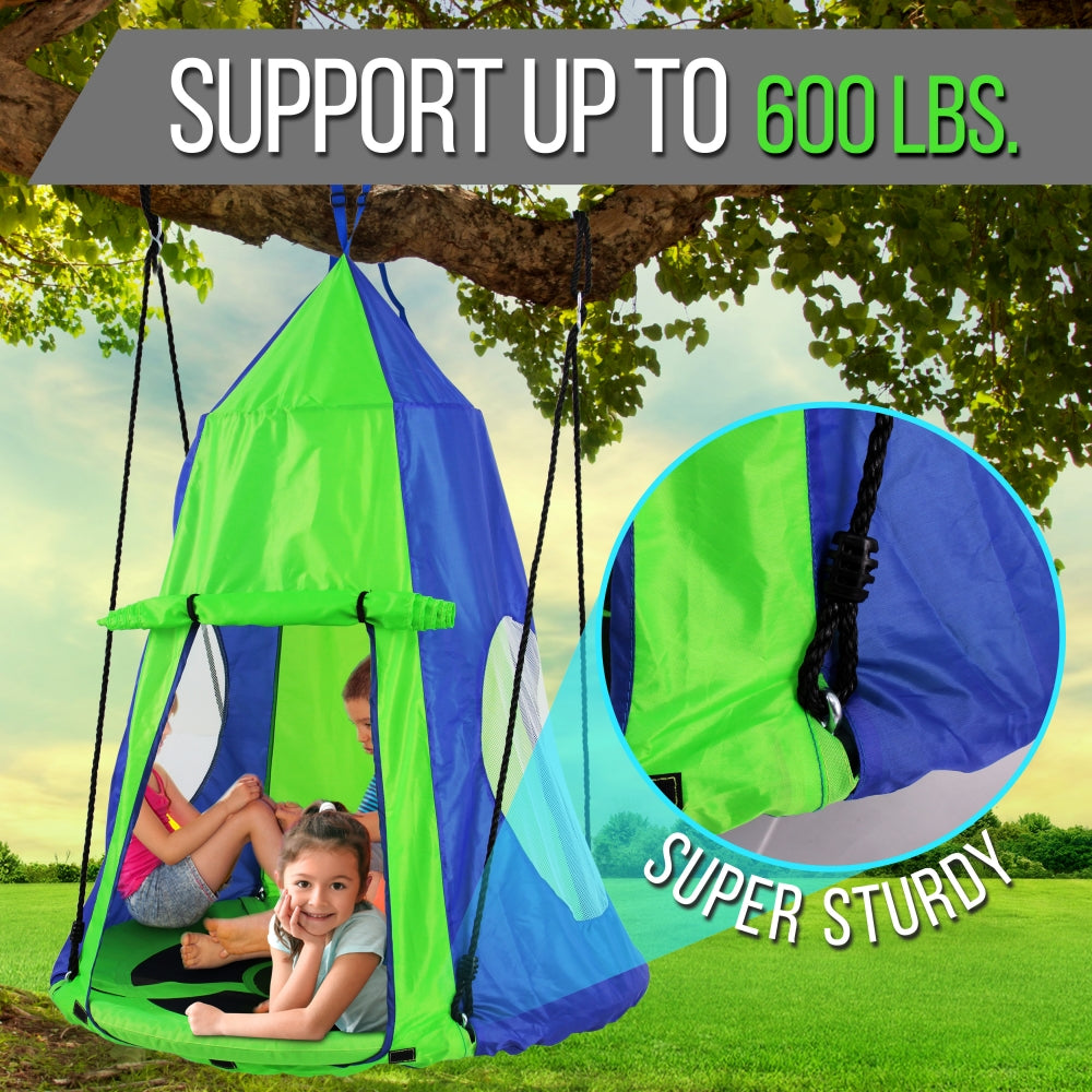 Children’S Tree Swing Tent - Indoor/Outdoor Hanging Rope Swing Hangout Kit