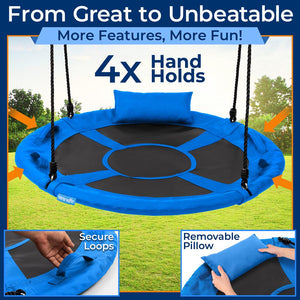 Saucer Swing 40" for Kids, Waterproof, Padded Frame, Blue