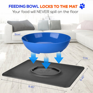 Non-Slip Twisty Dish - 2-In-1 Interlocking Bowl And Mat, Mess-Free Feeding Bowl For Cats And Dogs And Placement Locks Into Place With One Easy Twist