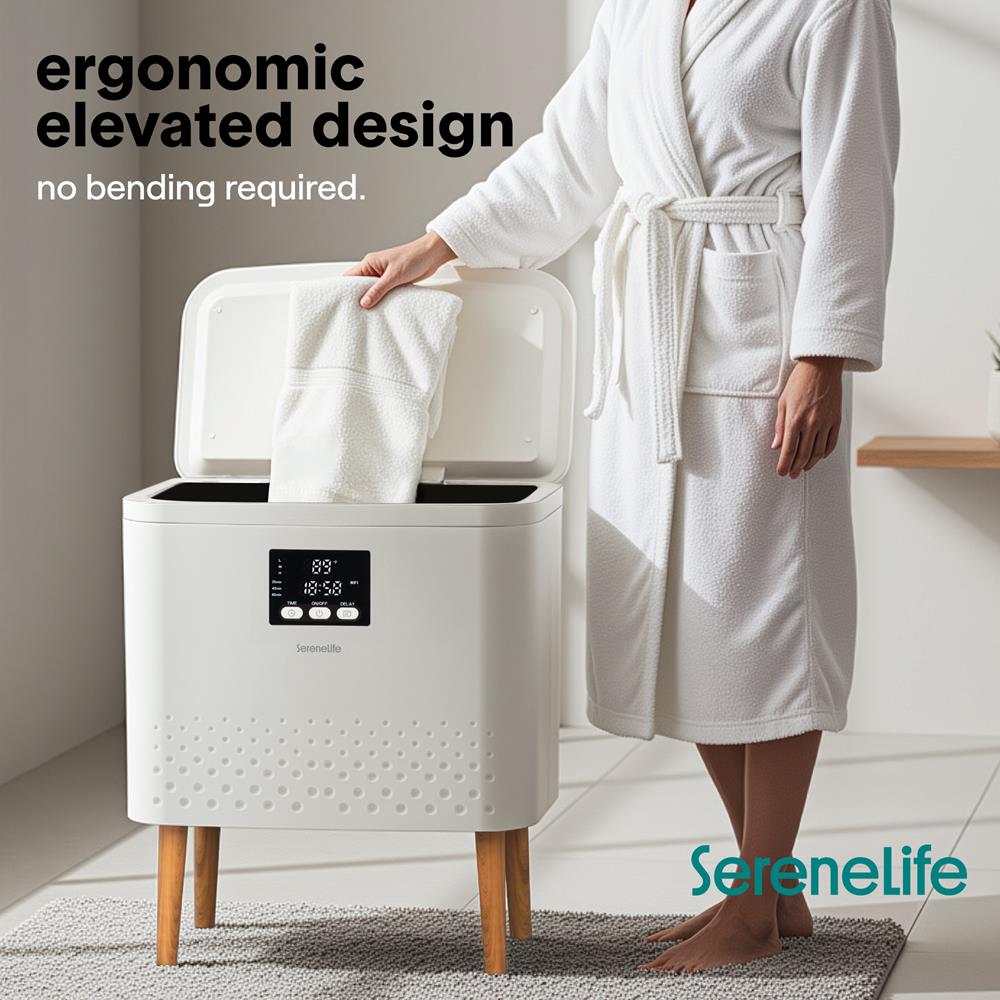 Rectangular Towel Warmer Bucket - Large Capacity Single Touch Towel & Blanket Warmer With Built-In Wifi Capability (White)