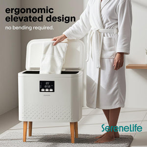 Rectangular Towel Warmer Bucket - Large Capacity Single Touch Towel & Blanket Warmer With Built-In Wifi Capability (White)