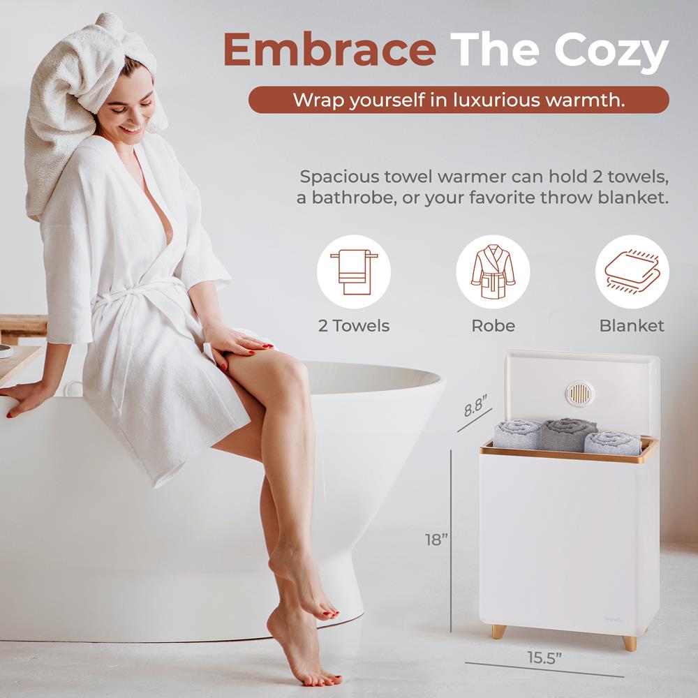 Rectangular Towel Warmer Bucket - Large Capacity Single Touch Towel & Blanket Warmer