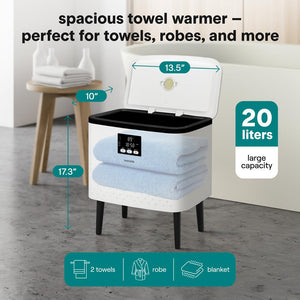 Rectangular Towel Warmer Bucket - Large Capacity Single Touch Towel & Blanket Warmer With Built-In Wifi Capability (Black)