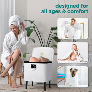 Rectangular Towel Warmer Bucket - Large Capacity Single Touch Towel & Blanket Warmer With Built-In Wifi Capability (Black)