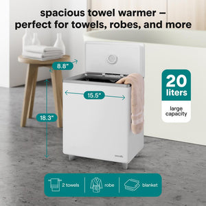 Rectangular Towel Warmer Bucket - Large Capacity Single Touch Towel & Blanket Warmer With Built-In Wifi Capability (Silver)