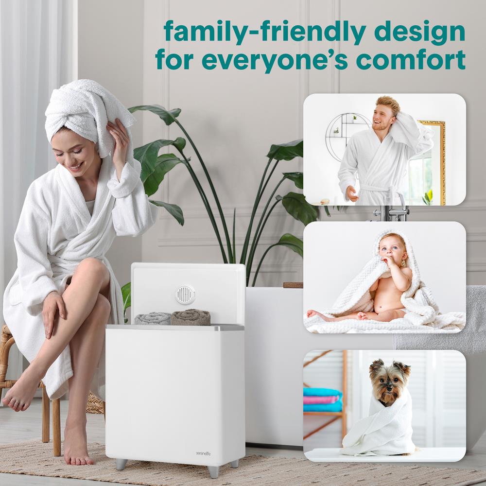 Rectangular Towel Warmer Bucket - Large Capacity Single Touch Towel & Blanket Warmer With Built-In Wifi Capability (Silver)