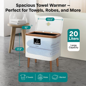 Serenelife Rectangular Towel Warmer Bucket - Large Capacity Single Touch Towel & Blanket Warmer (Gold)
