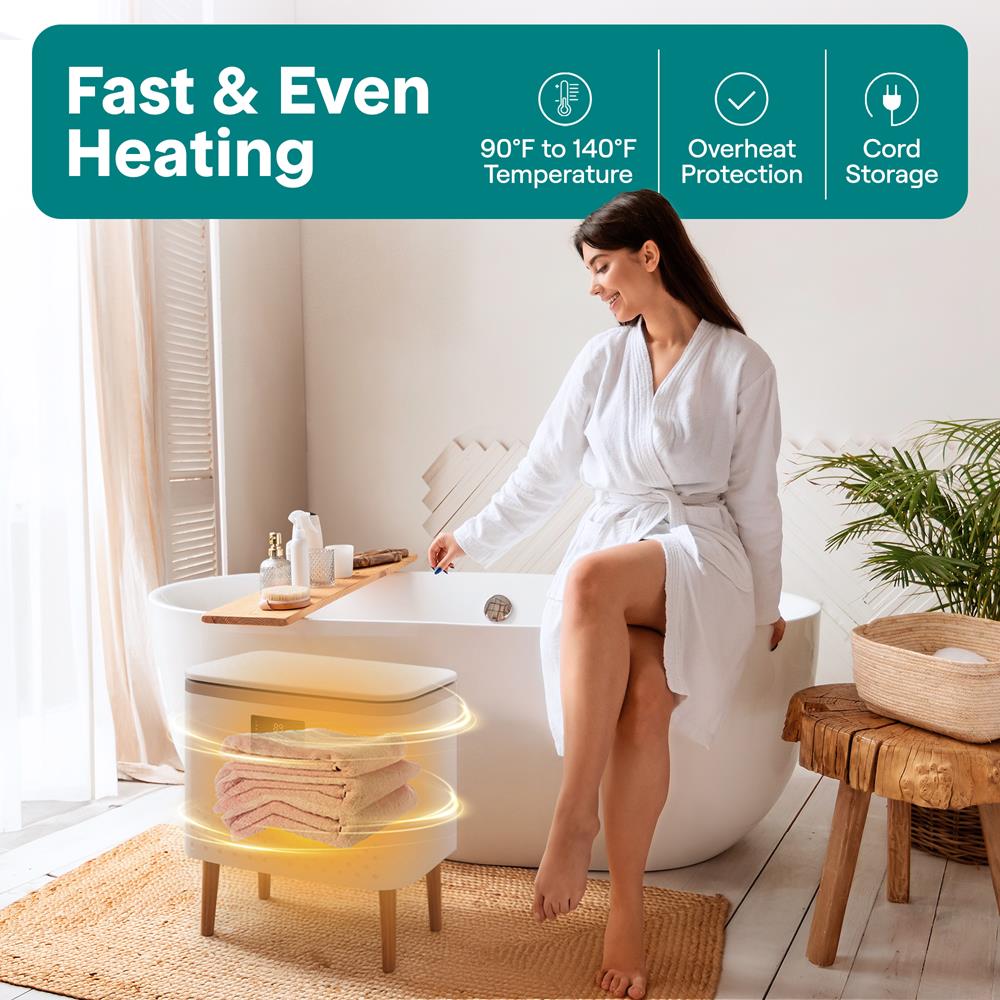 Serenelife Rectangular Towel Warmer Bucket - Large Capacity Single Touch Towel & Blanket Warmer (Gold)