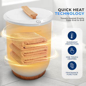 Single Touch Towel & Blanket Warmer With Fragrant Disc Holder And Led Ring