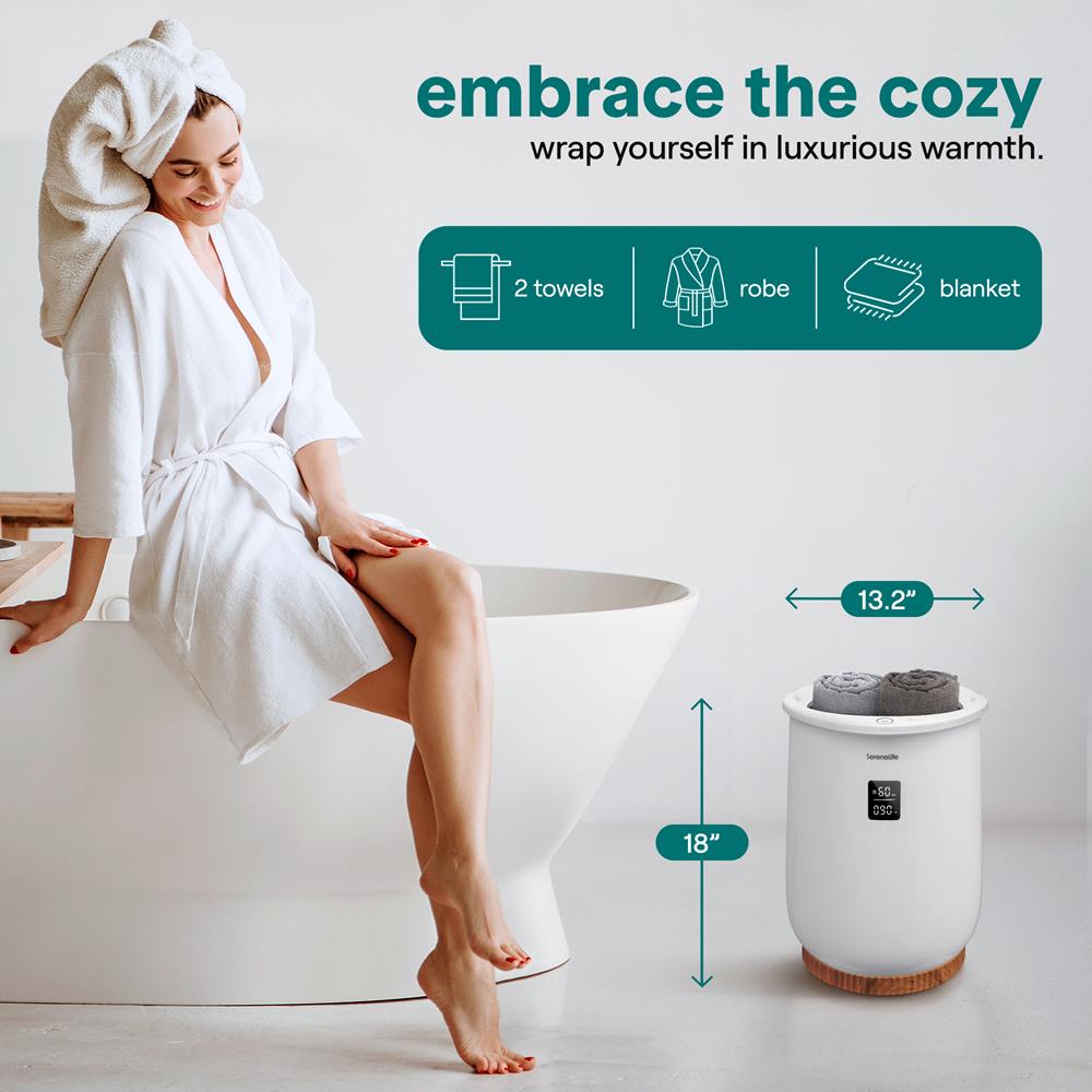 Digital Towel Warmer, Auto Shut-Off, Insulated Lid, White